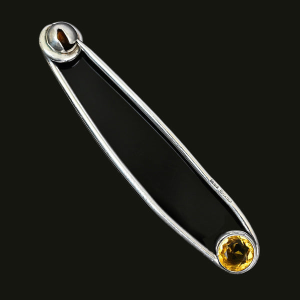 Antique Scottish Cairngorm Citrine Sterling Silver Kilt Pin