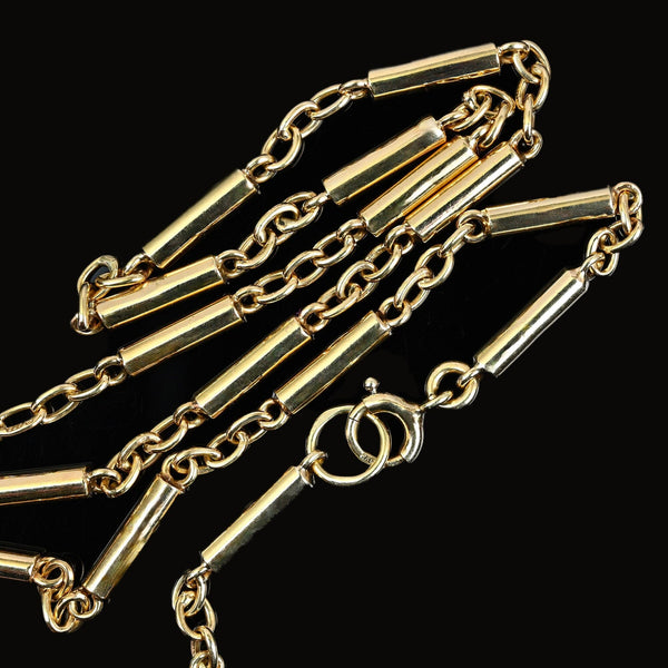 Antique Art Deco 9K Gold Bar Link Chain Necklace - Boylerpf