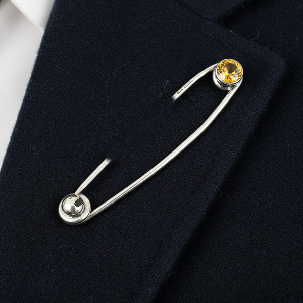 Antique Scottish Cairngorm Citrine Sterling Silver Kilt Pin