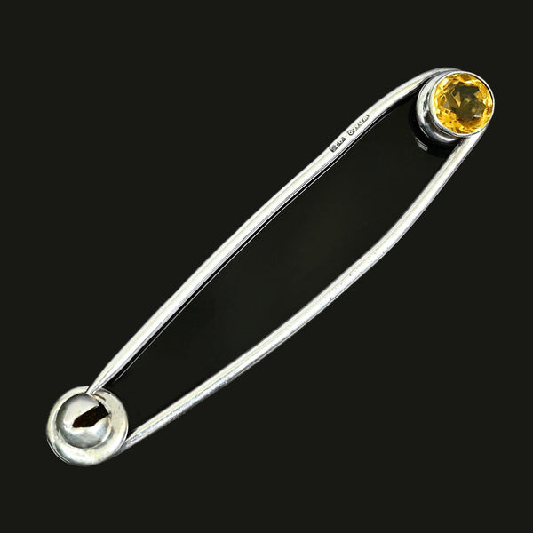 Antique Scottish Cairngorm Citrine Sterling Silver Kilt Pin