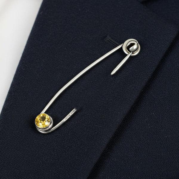 Antique Scottish Cairngorm Citrine Sterling Silver Kilt Pin