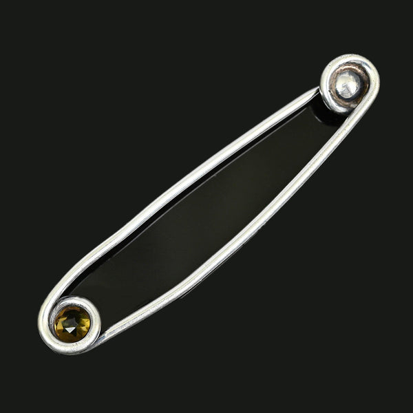 Antique Scottish Cairngorm Citrine Sterling Silver Kilt Pin