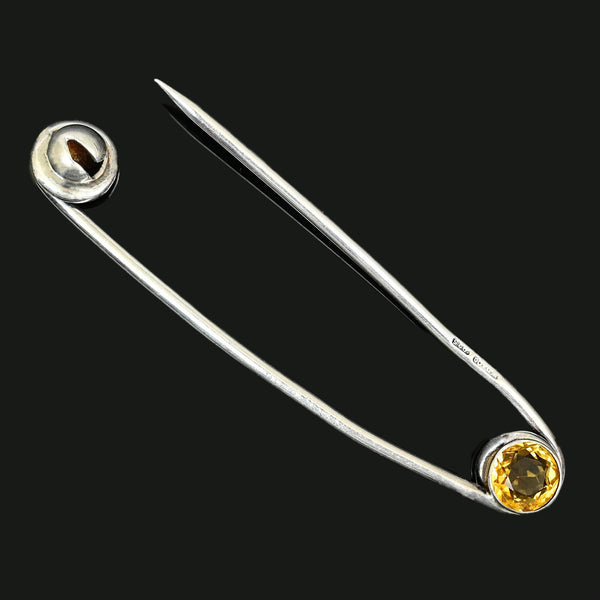 Antique Scottish Cairngorm Citrine Sterling Silver Kilt Pin