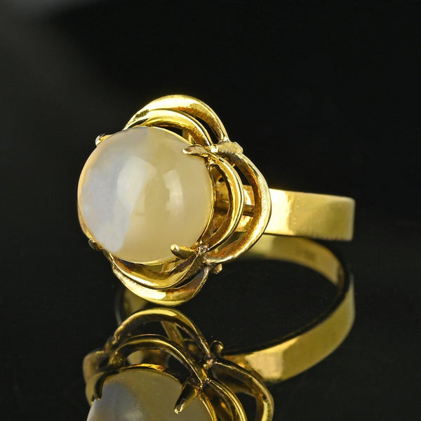 Vintage 14K Gold Cabochon Moonstone Ring - Boylerpf