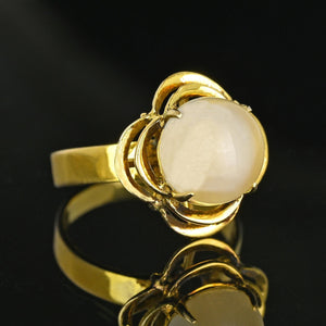 Vintage 14K Gold Cabochon Moonstone Ring - Boylerpf