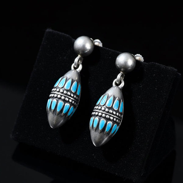 Margot de Taxco Turquoise Enamel Sterling Silver Earrings