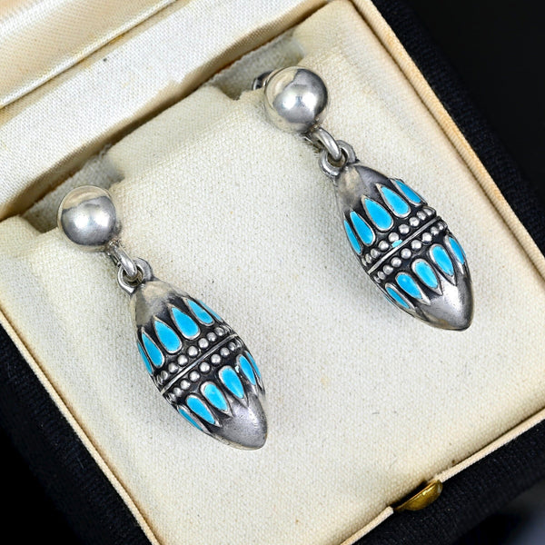 Margot de Taxco Turquoise Enamel Sterling Silver Earrings