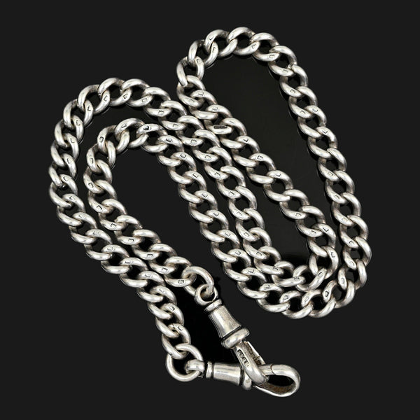 Antique Victorian Sterling Silver Curb Chain Necklace - Boylerpf