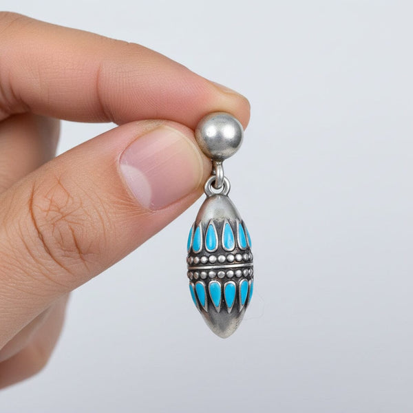 Margot de Taxco Turquoise Enamel Sterling Silver Earrings