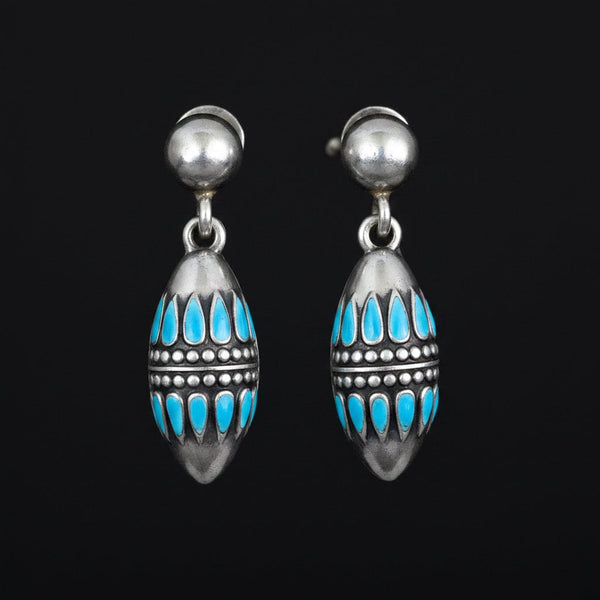 Margot de Taxco Turquoise Enamel Sterling Silver Earrings