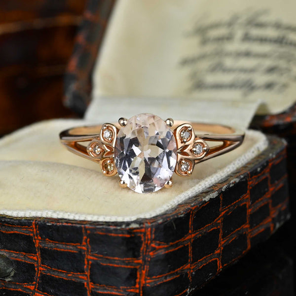 Vintage Diamond Pink Morganite Ring in Rose Gold - Boylerpf