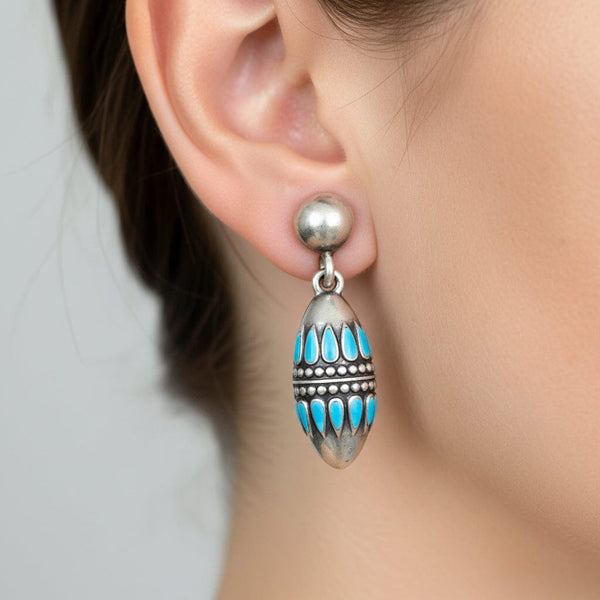 Margot de Taxco Turquoise Enamel Sterling Silver Earrings