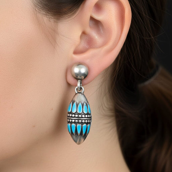 Margot de Taxco Turquoise Enamel Sterling Silver Earrings