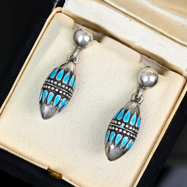 Margot de Taxco Turquoise Enamel Sterling Silver Earrings