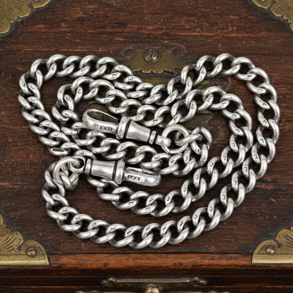 Antique Victorian Sterling Silver Curb Chain Necklace - Boylerpf