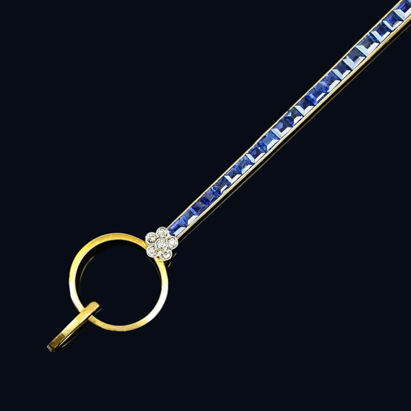 Antique Edwardian 18K Gold Sapphire Diamond Lorgnette Pendant - Boylerpf