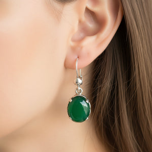 Vintage Silver Filigree Chrysoprase Chalcedony Earrings - Boylerpf