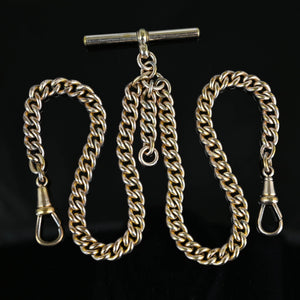 Antique Double Albert Rolled Gold Watch Chain Necklace - Boylerpf