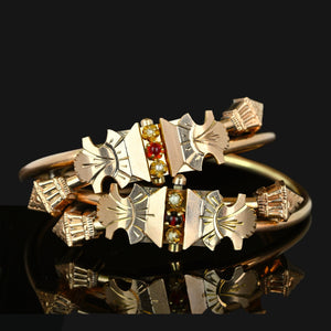 Antique Victorian Garnet Pearl Wedding Bracelet Pair - Boylerpf