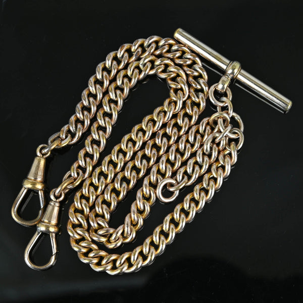 Antique Double Albert Rolled Gold Watch Chain Necklace - Boylerpf