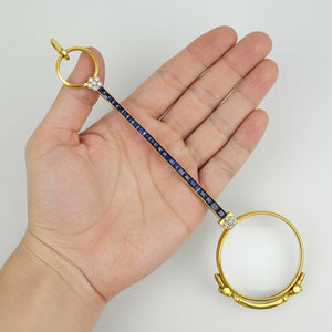 Antique Edwardian 18K Gold Sapphire Diamond Lorgnette Pendant - Boylerpf