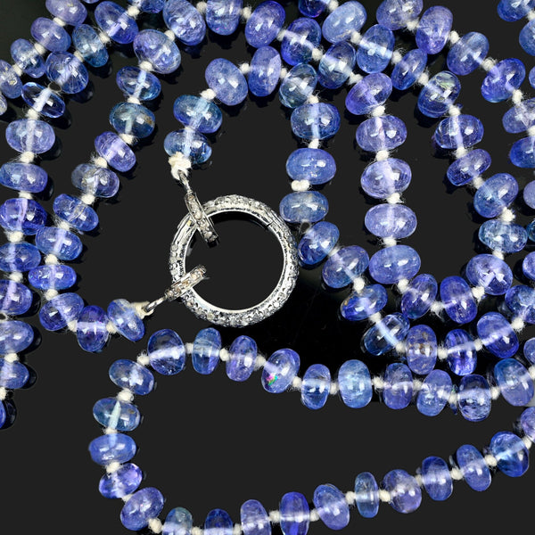 Long Iolite Necklace Diamond Clasp 33in Sterling Silver - Boylerpf