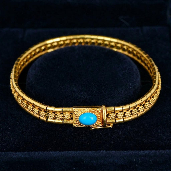 ON HOLD Vintage Portuguese 19.2K Gold Bracelet with Turquoise