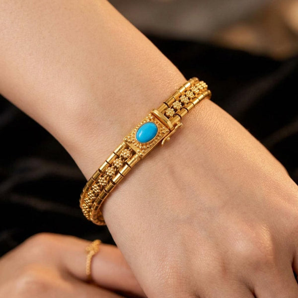 ON HOLD Vintage Portuguese 19.2K Gold Bracelet with Turquoise