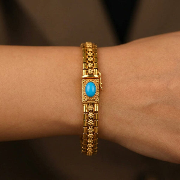 ON HOLD Vintage Portuguese 19.2K Gold Bracelet with Turquoise