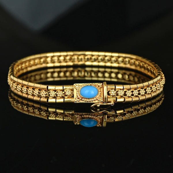 ON HOLD Vintage Portuguese 19.2K Gold Bracelet with Turquoise