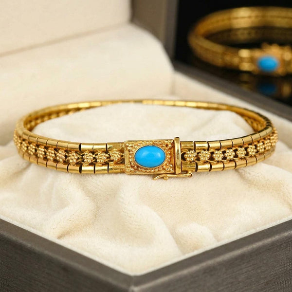 ON HOLD Vintage Portuguese 19.2K Gold Bracelet with Turquoise