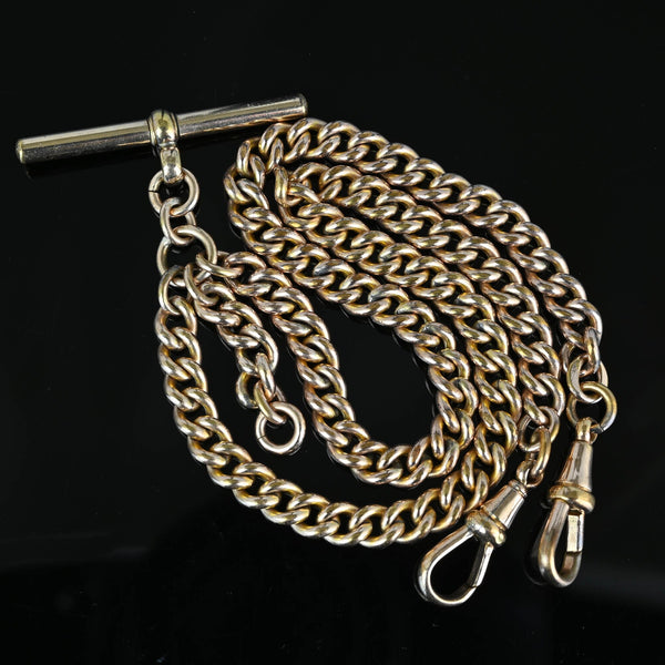 Antique Double Albert Rolled Gold Watch Chain Necklace - Boylerpf