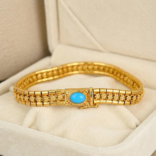 ON HOLD Vintage Portuguese 19.2K Gold Bracelet with Turquoise