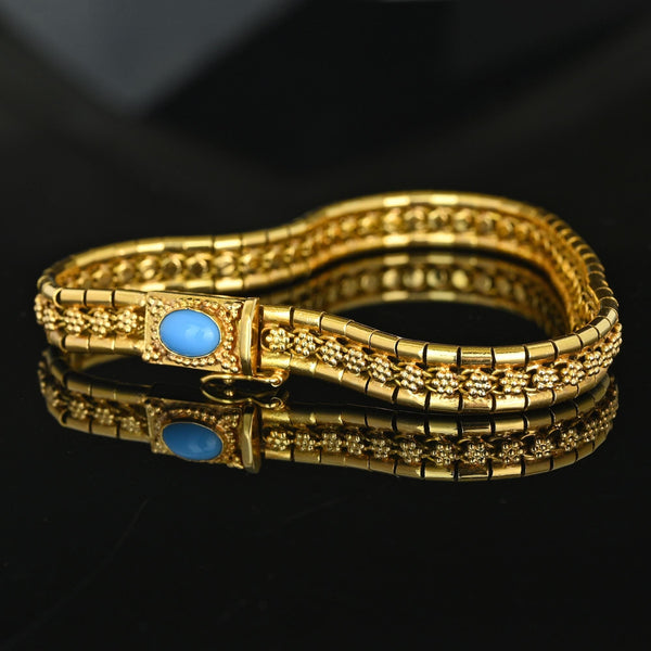 ON HOLD Vintage Portuguese 19.2K Gold Bracelet with Turquoise