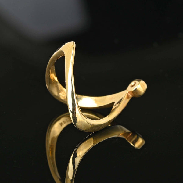 Vintage 14K Gold Wishbone Chevron Diamond Ring - Boylerpf