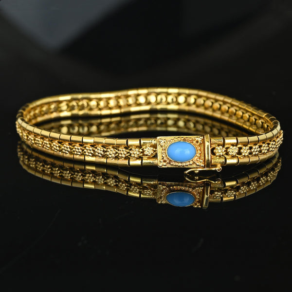 ON HOLD Vintage Portuguese 19.2K Gold Bracelet with Turquoise