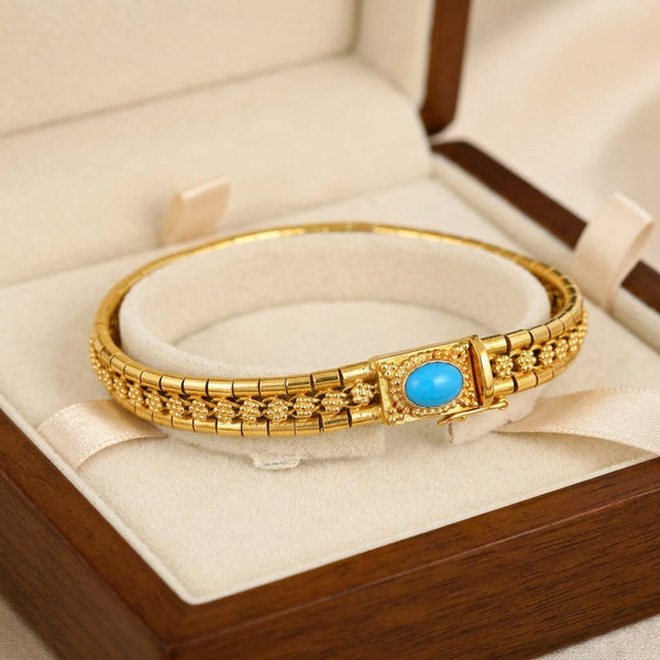 ON HOLD Vintage Portuguese 19.2K Gold Bracelet with Turquoise