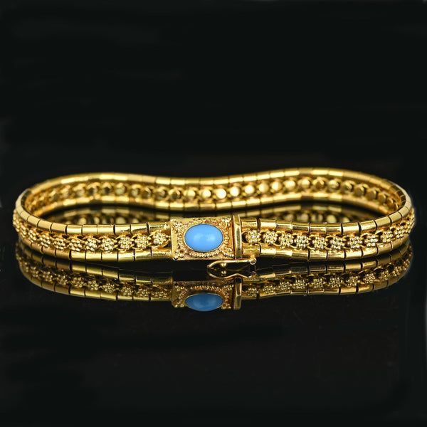 ON HOLD Vintage Portuguese 19.2K Gold Bracelet with Turquoise