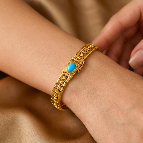 ON HOLD Vintage Portuguese 19.2K Gold Bracelet with Turquoise