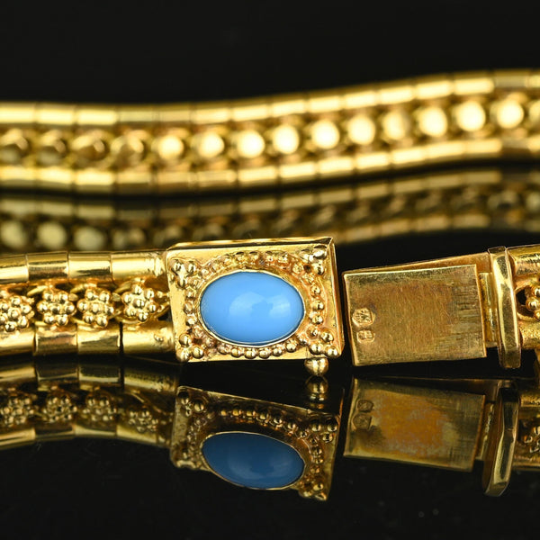 ON HOLD Vintage Portuguese 19.2K Gold Bracelet with Turquoise