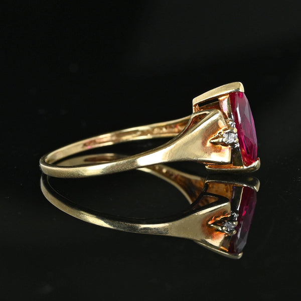 Vintage 10K Gold Diamond Marquise Ruby Ring - Boylerpf