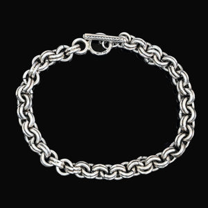Vintage Sterling Silver Chunky Double Link Toggle Bracelet - Boylerpf