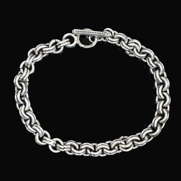Vintage Sterling Silver Chunky Double Link Toggle Bracelet
