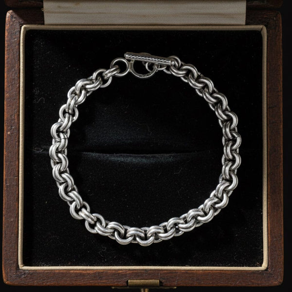 Vintage Sterling Silver Chunky Double Link Toggle Bracelet