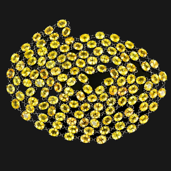 Reversible Yellow Sapphire & Diamond 40" Gold Necklace - Boylerpf