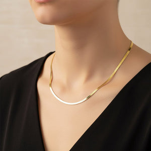 Vintage Solid 18K Gold Herringbone Necklace, 20 Inches - Boylerpf
