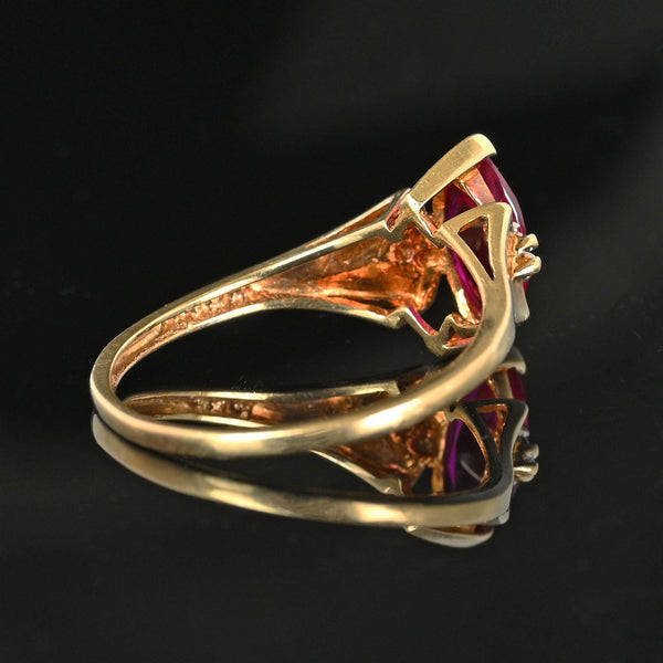 Vintage 10K Gold Diamond Marquise Ruby Ring - Boylerpf