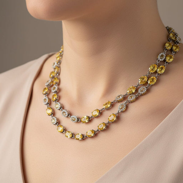 Reversible Yellow Sapphire & Diamond 40" Gold Necklace - Boylerpf