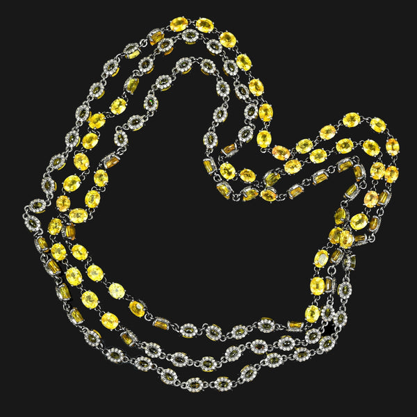 Reversible Yellow Sapphire & Diamond 40" Gold Necklace - Boylerpf