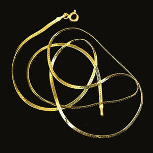 Vintage Solid 18K Gold Herringbone Necklace, 20 Inches - Boylerpf